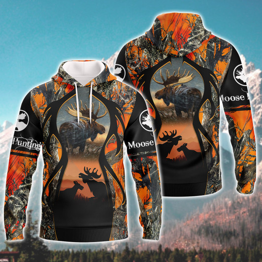 FUNSTUFFPRINT Moose Hunting  3D Hoodie and Zip Hoodie
