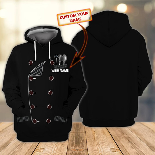 FUNSTUFFPRINT CHEF 2 - Personalized Name  3D Hoodie and Zip Hoodie