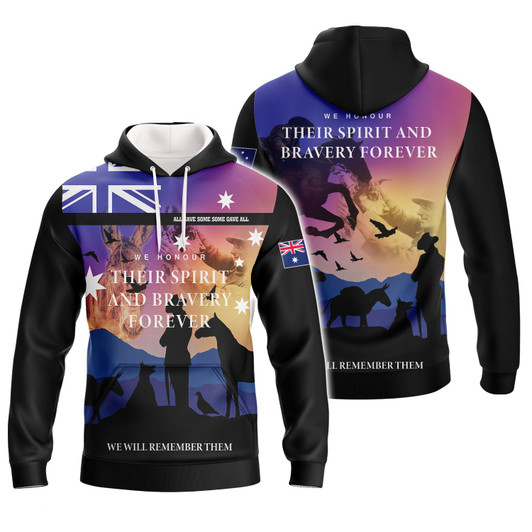 FUNSTUFFPRINT  Anzac We Honour Their Spirit  3D Hoodie and Zip Hoodie