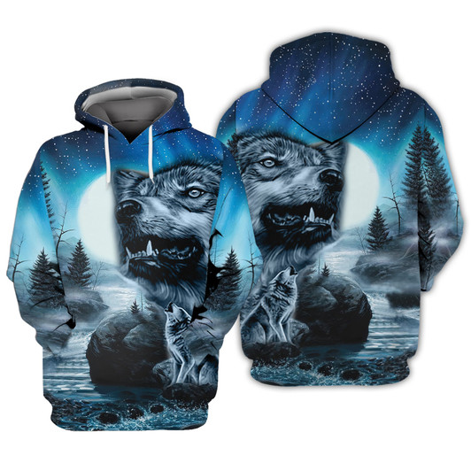 FUNSTUFFPRINT Wolf Colorful 3D Hoodie and Zip Hoodie