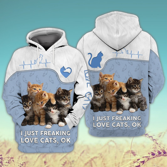 FUNSTUFFPRINT  I'm Just Freaking Love Cats 3D Hoodie and Zip Hoodie