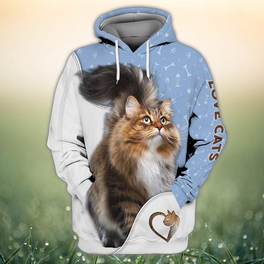 FUNSTUFFPRINT Cat, 3D Full Print   3D Hoodie and Zip Hoodie