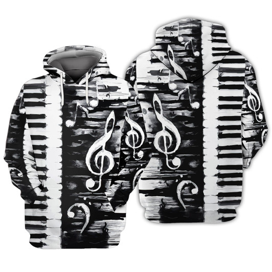 FUNSTUFFPRINT Piano Full Print   3D Hoodie and Zip Hoodie