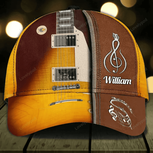 FUNSTUFFPRINT Personalized Guitar Classic Cap, Gift for Man, Guitar Lovers Hat 3D Printed Cap