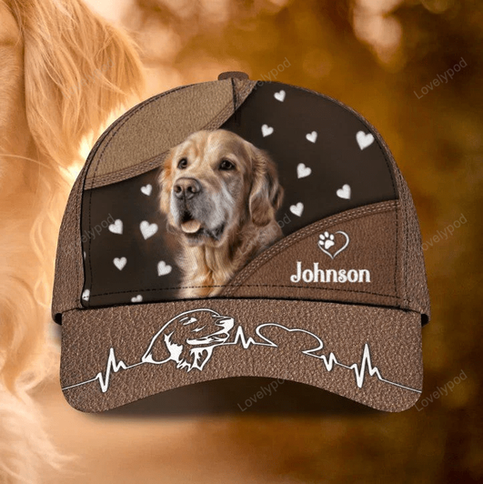 FUNSTUFFPRINT Personalized Golden Retriever Cap 3D All Over Prints for Pet Lovers, Cute Pet Cap for Her