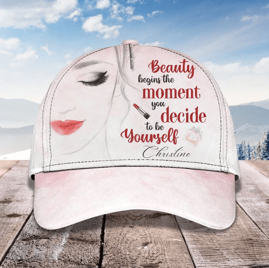 FUNSTUFFPRINT Personalized Makeup Beauty 3D Baseball Cap for Makeup Girl, Makeup Beauty Hat for Her-SBC-11391