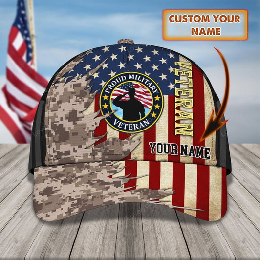 FUNSTUFFPRINT Personalized Name Veteran Classic Cap, Gifts for veteran, Birthday gifts, veteran day gifts-SBC-11482