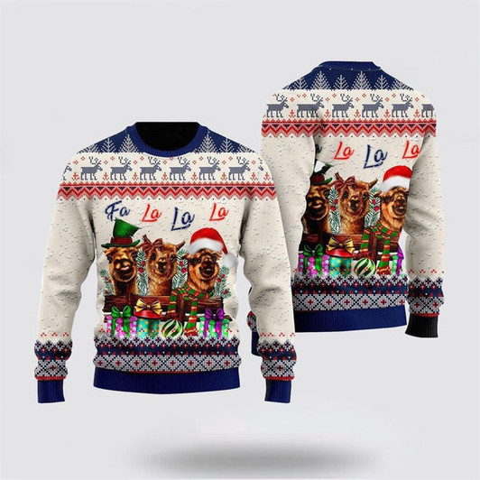 FUNSTUFFPRINT Naughty Llama Fa La La La Ugly Christmas Sweater, Farm Sweater, Christmas Gift, Best Winter Outfit Christmas Ugly Sweater