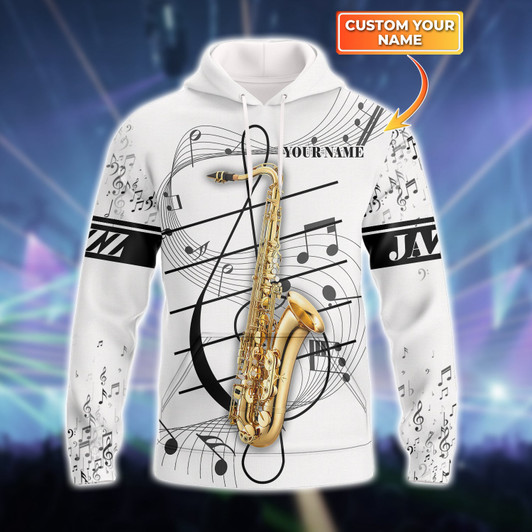 FUNSTUFFPRINT Saxophone - Personalized Name  3D Hoodie and Zip Hoodie