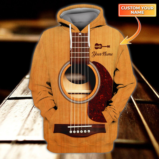 FUNSTUFFPRINT  Guitar Sunset Personalized Name   3D Hoodie and Zip Hoodie