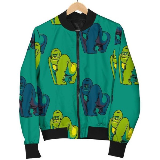 FUNSTUFFPRINT Gorilla Print Pattern Women Casual Bomber Jacket