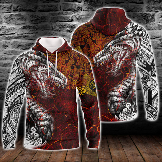 FUNSTUFFPRINT-  Dragon Tattoo 3D Hoodie and Zip Hoodie