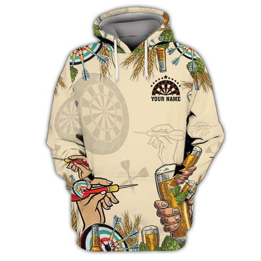 FUNSTUFFPRINT  Personalized Name Darts And Beer, That's Why I'm Here  3D Hoodie and Zip Hoodie