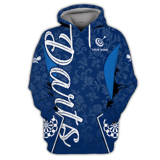 FUNSTUFFPRINT Personalized Name Darts Blue  3D Hoodie and Zip Hoodie