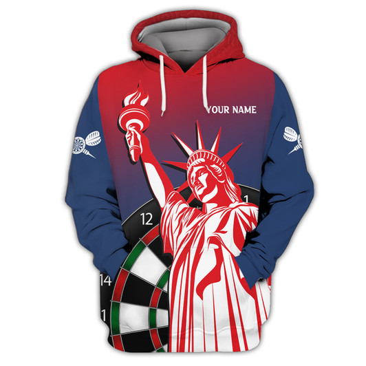 FUNSTUFFPRINT  Personalized Name Dart USA 3D Hoodie and Zip Hoodie