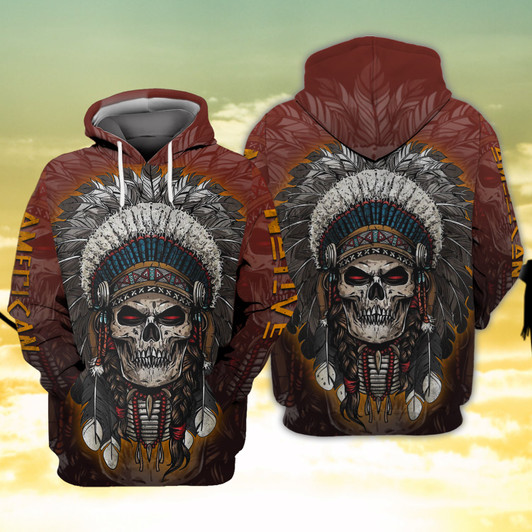 FUNSTUFFPRINT Native Skull  3D Hoodie and Zip Hoodie