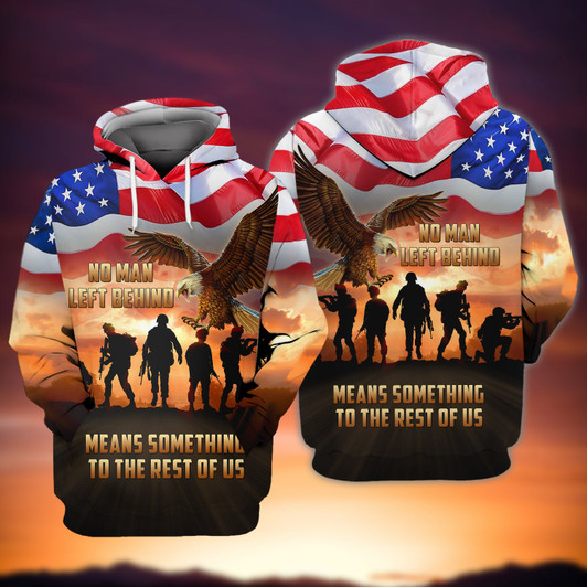 FUNSTUFFPRINT  NO MAN LEFT BEHIND 3D Hoodie and Zip Hoodie