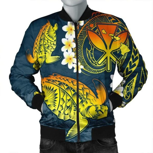 FUNSTUFFPRINT Hawaii Turtle Plumerian Polynesian Bomber Jacket – Sease Style – ver 2 – AH – J4R Bomber Jacket