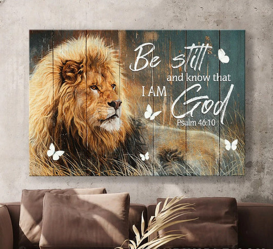 Lion King Jesus Be Still I Am God Canvas Wall Art - Jesus Canvas Pictures - Christian Wall Posters