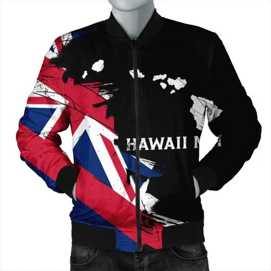 FUNSTUFFPRINT Hawaiian Flag Hawaii Map Nei Polynesian Bomber Jacket – Classic Style – J5R Bomber Jacket