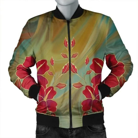 FUNSTUFFPRINT Hawaiian Hibiscus Water Color Bomber Jacket – AH – JR Bomber Jacket