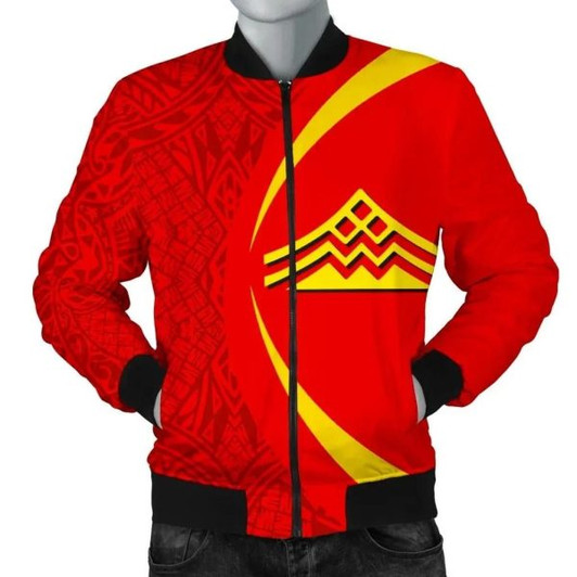 FUNSTUFFPRINT Hawaiian Mauna Kea Polynesian Men’s Bomber Jacket – Circle Style – Black – AH – J9 Bomber Jacket
