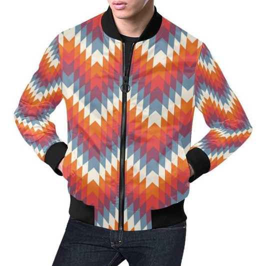 FUNSTUFFPRINT Indians Native American Navajo Aztec Tribal Print Mens Bomber Jacket