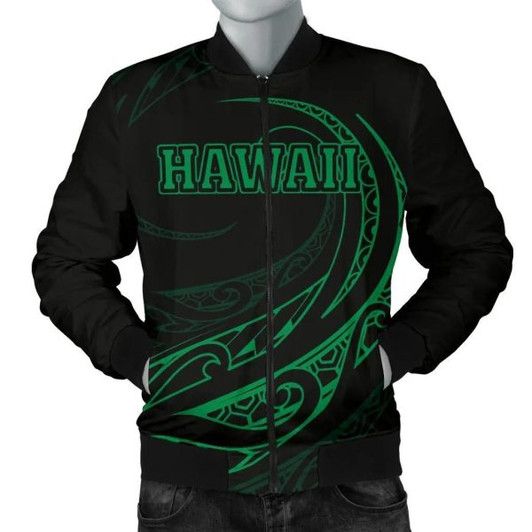 FUNSTUFFPRINTI Kanaka Polynesian Men√¢‚Ç¨‚Ñ¢s Bomber Jacket – Green – Frida Style – AH J9 Bomber Jacket