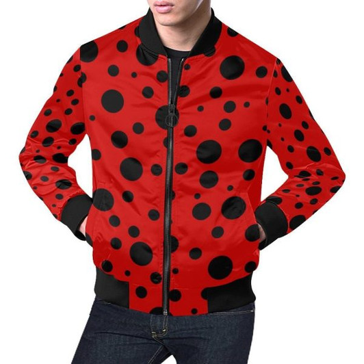 FUNSTUFFPRINTI Ladybug Pattern Print Mens Bomber Jacket