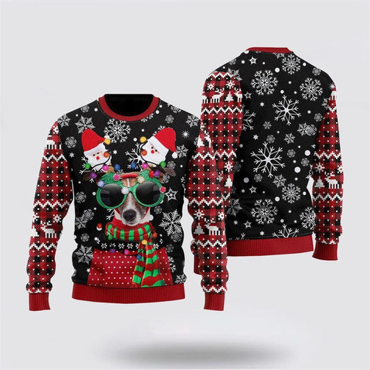 FUNSTUFFPRINT Funny Christmas Dog Snow Sky Ugly Christmas Sweater For Men And Women, Gift For Christmas, Best Winter Christmas Outfit Ugly  Sweater