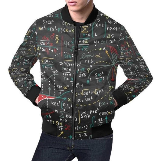 FUNSTUFFPRINTI Math Print Pattern Mens Bomber Jacket