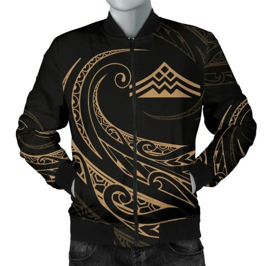 FUNSTUFFPRINTI Mauna Kea Polynesian Men√¢‚Ç¨‚Ñ¢s Bomber Jacket – Gold – Frida Style – AH J9 Bomber Jacket
