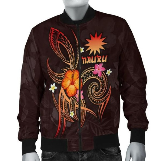 FUNSTUFFPRINTI Nauru Polynesian Men’s Bomber Jacket – Legend of Nauru (Red) – BN15 Bomber Jacket