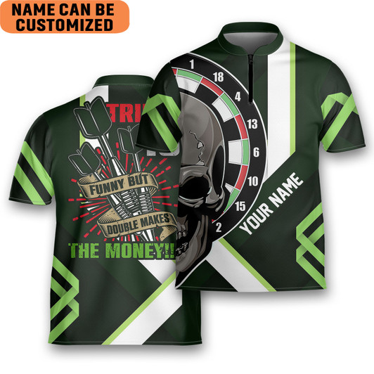Custom Triple Is Funny But Double Makes The Money Shooter Archery Jersey Zipper Shirt