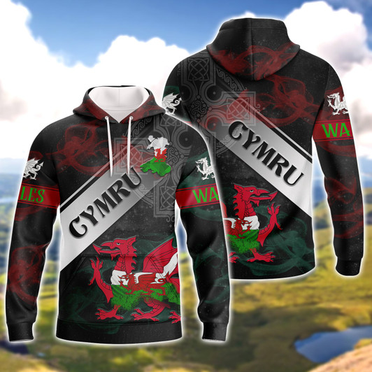 FUNSTUFFPRINT  Wales Cymru   3D Hoodie and Zip Hoodie