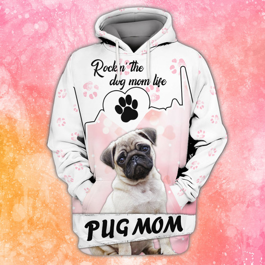 FUNSTUFFPRINT Pug Mom  3D Hoodie and Zip Hoodie