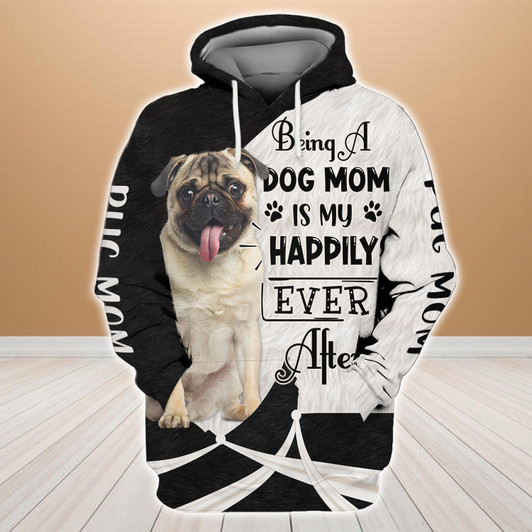 FUNSTUFFPRINT Pug Mom 3D Hoodie and Zip Hoodie