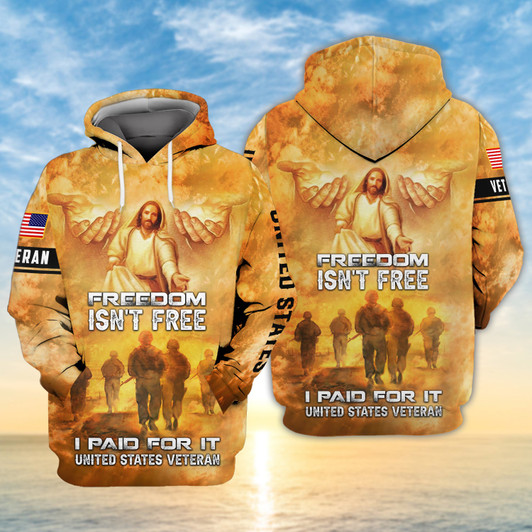FUNSTUFFPRINT  Freedom Isn't Free, Veteran U.S    3D Hoodie and Zip Hoodie