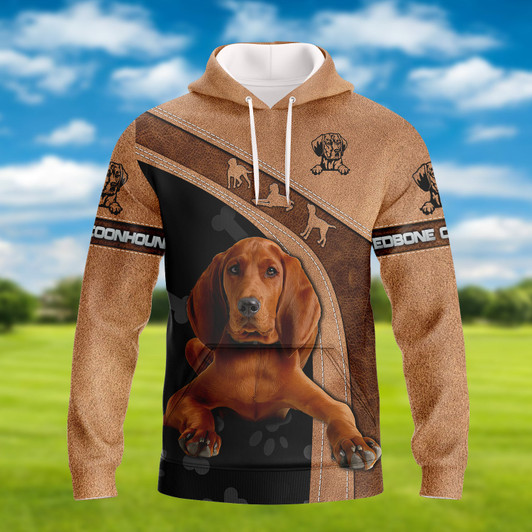 FUNSTUFFPRINT Redbone Coonhound  3D Hoodie and Zip Hoodie