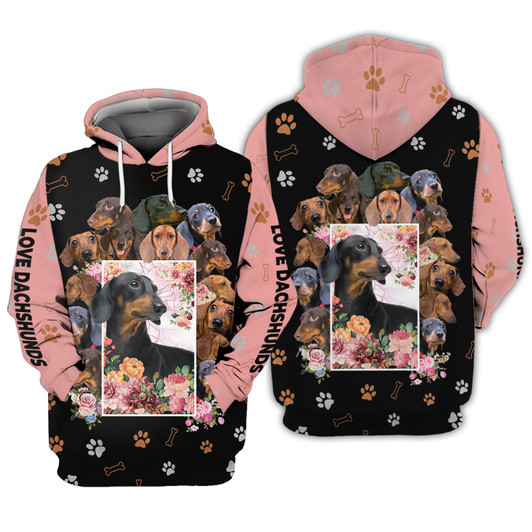 FUNSTUFFPRINT  Love Dachshund   3D Hoodie and Zip Hoodie