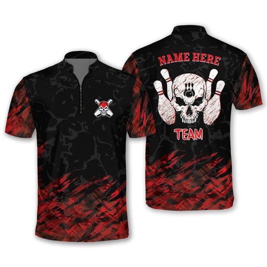 Custom Skull Bowling Jersey For Team Gift for Dad Men Bowling Lovers