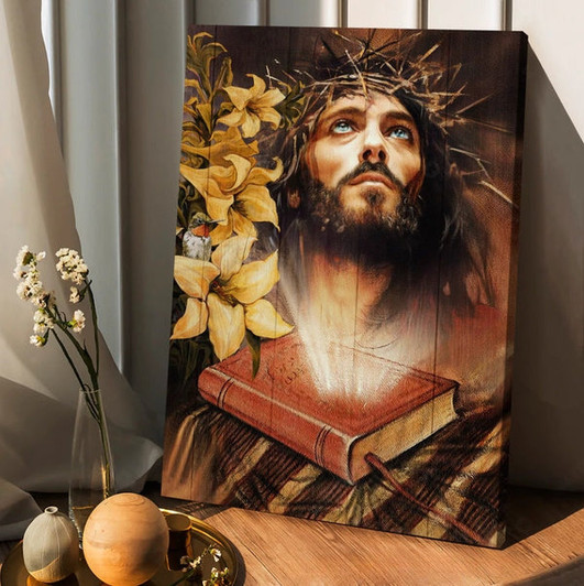 Jesus Drawing Yellow Lily Bible Canvas Posters - Christian Wall Posters - Religious Wall Decor