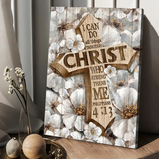 Jesus Cross I Can Do All Things Canvas Posters - Christian Wall Posters - Religious Wall Decor