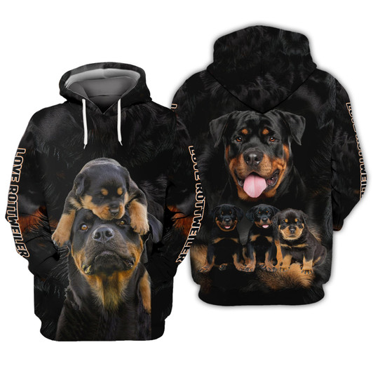 FUNSTUFFPRINT   Rottweiler Mom, Love Rottweiler   3D Hoodie and Zip Hoodie