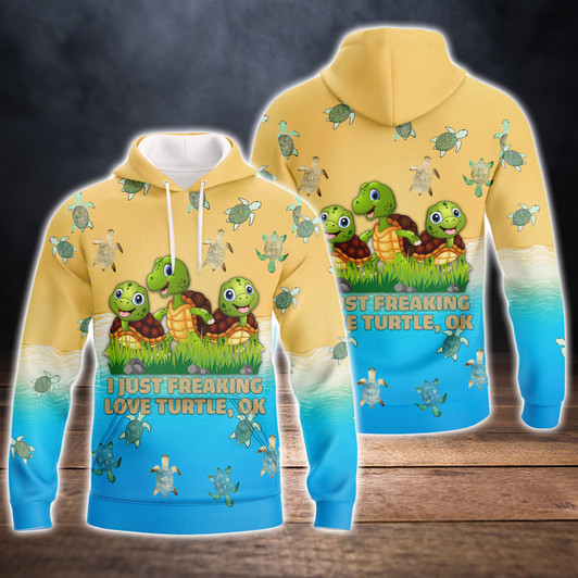 FUNSTUFFPRINT    I Just Freaking Love Turtle Ok 3D Full Print  3D Hoodie and Zip Hoodie