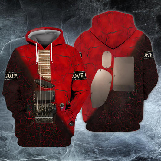 FUNSTUFFPRINT   Red Magma Electric Guitar    3D Hoodie and Zip Hoodie