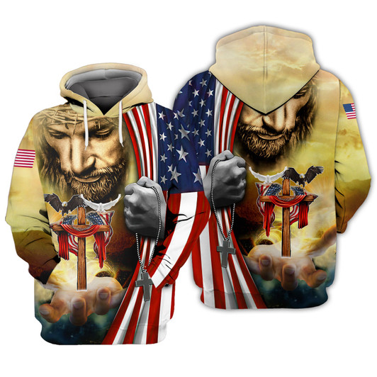 FUNSTUFFPRINT   One Nation Under God   3D Hoodie and Zip Hoodie