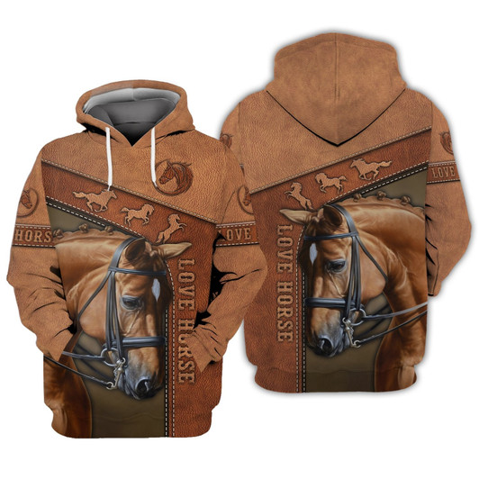 FUNSTUFFPRINT Love Horse Brown - 3D Full Print    3D Hoodie and Zip Hoodie