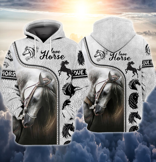 FUNSTUFFPRINT   White Horse 2 3D Full Print    3D Hoodie and Zip Hoodie