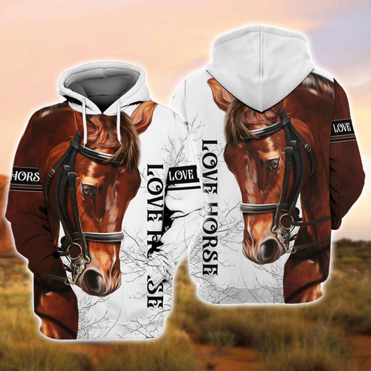 FUNSTUFFPRINT   Love Horse 3D Full Print 206, Tad   3D Hoodie and Zip Hoodie